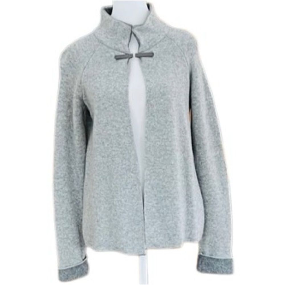 Chiaramente Made in Italy open front gray wool blend cardigan sweater size S.